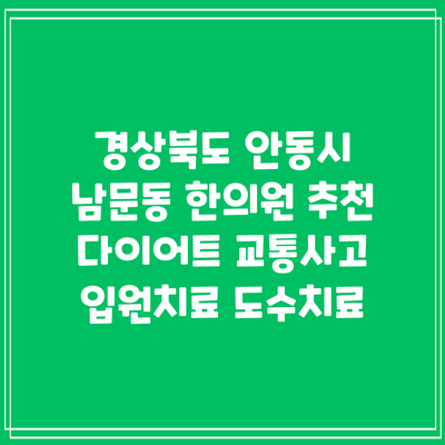 경상북도 안동시 남문동 한의원 추천 다이어트 교통사고 입원치료 도수치료
