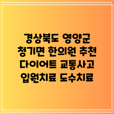 경상북도 영양군 청기면 한의원 추천 다이어트 교통사고 입원치료 도수치료