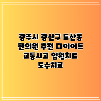 광주시 광산구 도산동 한의원 추천 다이어트 교통사고 입원치료 도수치료