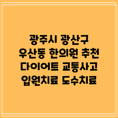 광주시 광산구 우산동 한의원 추천 다이어트 교통사고 입원치료 도수치료