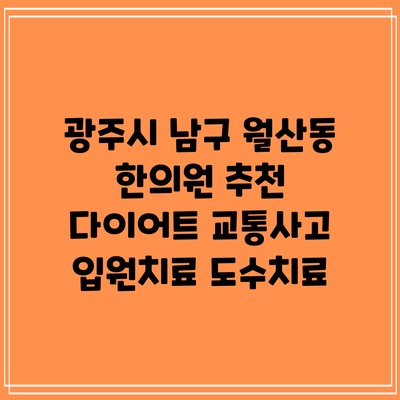 광주시 남구 월산동 한의원 추천 다이어트 교통사고 입원치료 도수치료
