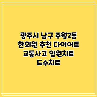 광주시 남구 주월2동 한의원 추천 다이어트 교통사고 입원치료 도수치료