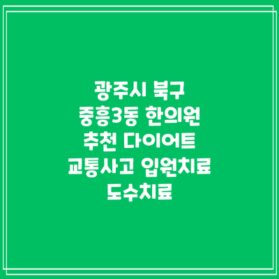 광주시 북구 중흥3동 한의원 추천 다이어트 교통사고 입원치료 도수치료