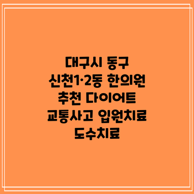 대구시 동구 신천1·2동 한의원 추천 다이어트 교통사고 입원치료 도수치료