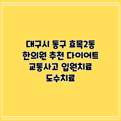 대구시 동구 효목2동 한의원 추천 다이어트 교통사고 입원치료 도수치료