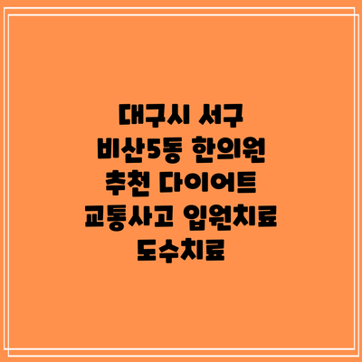 대구시 서구 비산5동 한의원 추천 다이어트 교통사고 입원치료 도수치료