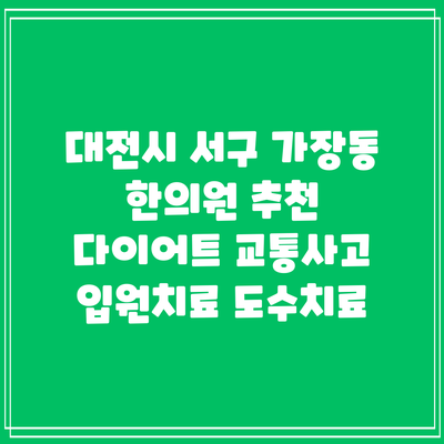 대전시 서구 가장동 한의원 추천 다이어트 교통사고 입원치료 도수치료