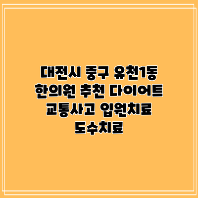 대전시 중구 유천1동 한의원 추천 다이어트 교통사고 입원치료 도수치료