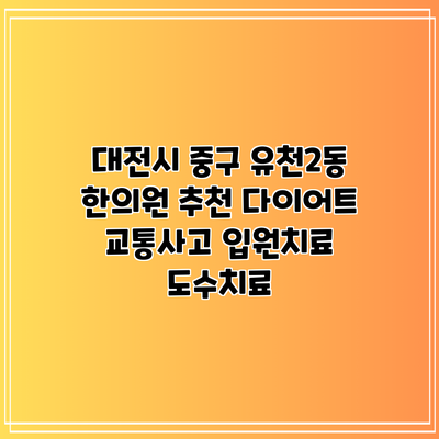 대전시 중구 유천2동 한의원 추천 다이어트 교통사고 입원치료 도수치료
