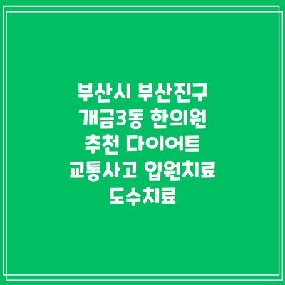 부산시 부산진구 개금3동 한의원 추천 다이어트 교통사고 입원치료 도수치료