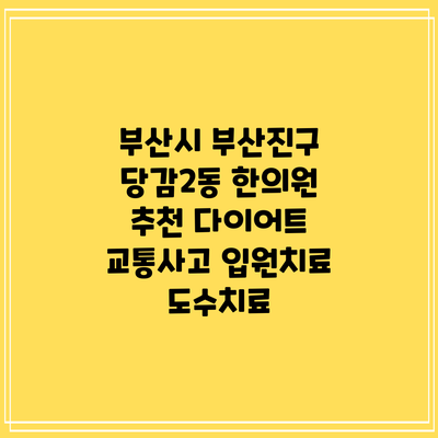 부산시 부산진구 당감2동 한의원 추천 다이어트 교통사고 입원치료 도수치료