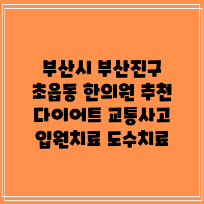 부산시 부산진구 초읍동 한의원 추천 다이어트 교통사고 입원치료 도수치료