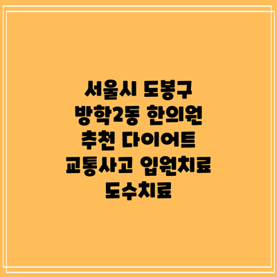 서울시 도봉구 방학2동 한의원 추천 다이어트 교통사고 입원치료 도수치료