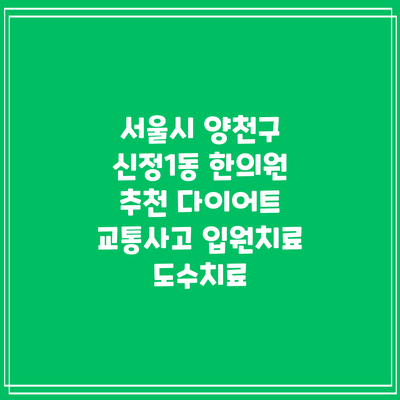 서울시 양천구 신정1동 한의원 추천 다이어트 교통사고 입원치료 도수치료