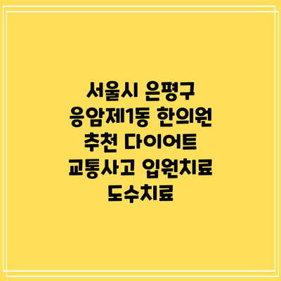 서울시 은평구 응암제1동 한의원 추천 다이어트 교통사고 입원치료 도수치료