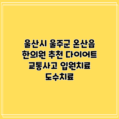 울산시 울주군 온산읍 한의원 추천 다이어트 교통사고 입원치료 도수치료