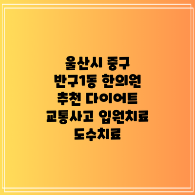 울산시 중구 반구1동 한의원 추천 다이어트 교통사고 입원치료 도수치료