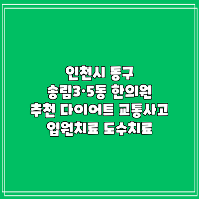 인천시 동구 송림3·5동 한의원 추천 다이어트 교통사고 입원치료 도수치료