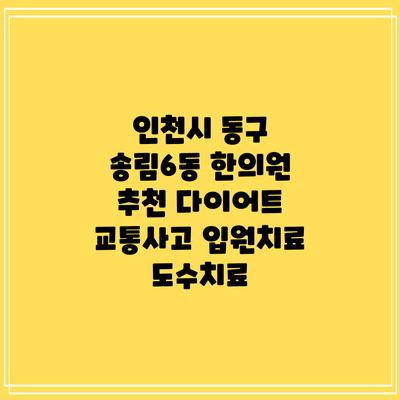 인천시 동구 송림6동 한의원 추천 다이어트 교통사고 입원치료 도수치료