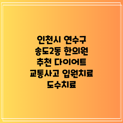 인천시 연수구 송도2동 한의원 추천 다이어트 교통사고 입원치료 도수치료