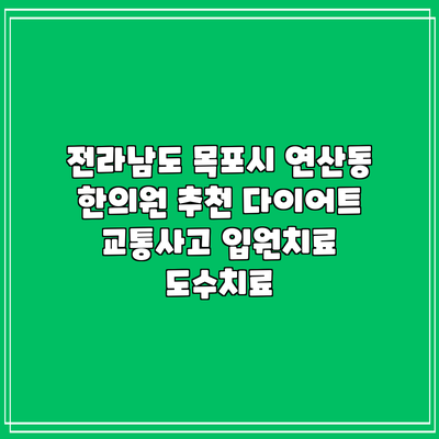 전라남도 목포시 연산동 한의원 추천 다이어트 교통사고 입원치료 도수치료