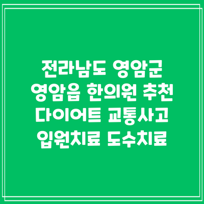 전라남도 영암군 영암읍 한의원 추천 다이어트 교통사고 입원치료 도수치료