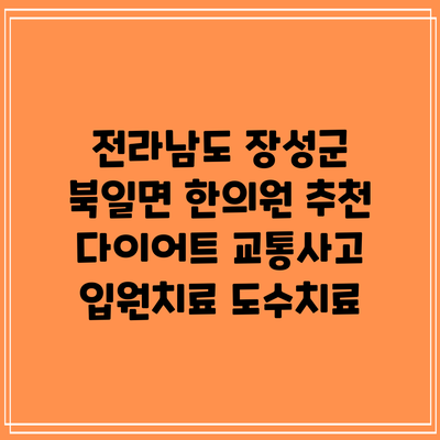 전라남도 장성군 북일면 한의원 추천 다이어트 교통사고 입원치료 도수치료