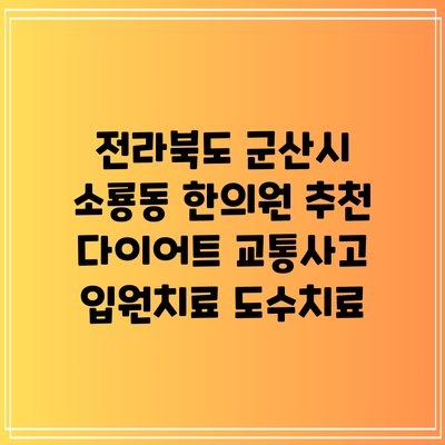 전라북도 군산시 소룡동 한의원 추천 다이어트 교통사고 입원치료 도수치료