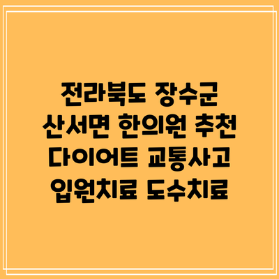 전라북도 장수군 산서면 한의원 추천 다이어트 교통사고 입원치료 도수치료