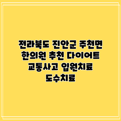 전라북도 진안군 주천면 한의원 추천 다이어트 교통사고 입원치료 도수치료