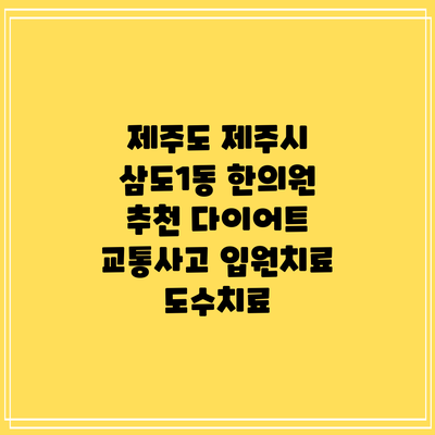 제주도 제주시 삼도1동 한의원 추천 다이어트 교통사고 입원치료 도수치료