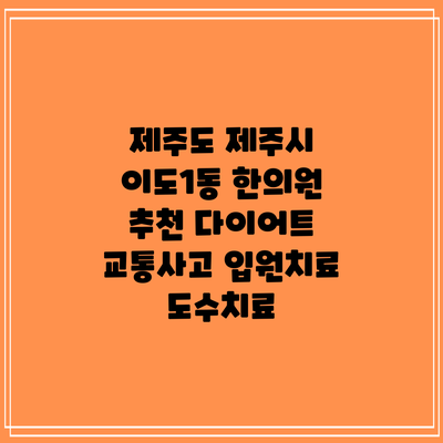 제주도 제주시 이도1동 한의원 추천 다이어트 교통사고 입원치료 도수치료