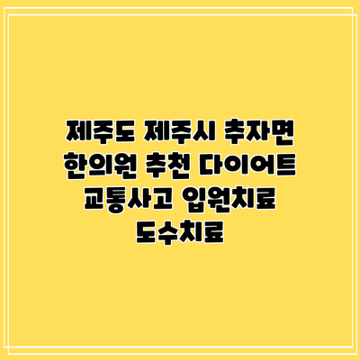 제주도 제주시 추자면 한의원 추천 다이어트 교통사고 입원치료 도수치료