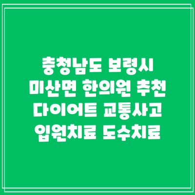 충청남도 보령시 미산면 한의원 추천 다이어트 교통사고 입원치료 도수치료