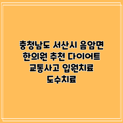 충청남도 서산시 음암면 한의원 추천 다이어트 교통사고 입원치료 도수치료