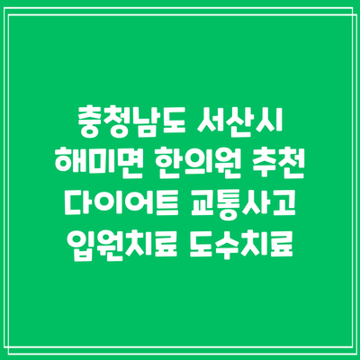 충청남도 서산시 해미면 한의원 추천 다이어트 교통사고 입원치료 도수치료