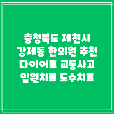 충청북도 제천시 강제동 한의원 추천 다이어트 교통사고 입원치료 도수치료