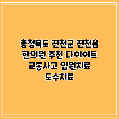 충청북도 진천군 진천읍 한의원 추천 다이어트 교통사고 입원치료 도수치료