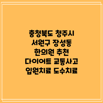 충청북도 청주시 서원구 장성동 한의원 추천 다이어트 교통사고 입원치료 도수치료
