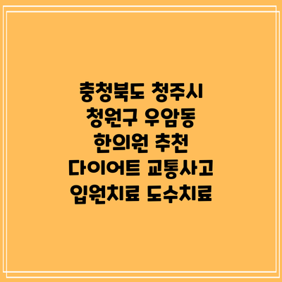 충청북도 청주시 청원구 우암동 한의원 추천 다이어트 교통사고 입원치료 도수치료