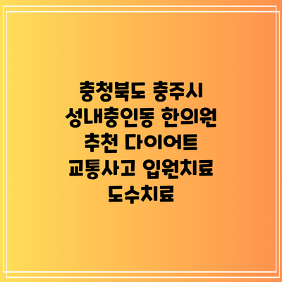 충청북도 충주시 성내충인동 한의원 추천 다이어트 교통사고 입원치료 도수치료