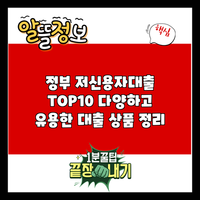 정부 저신용자대출 TOP10: 다양하고 유용한 대출 상품 정리