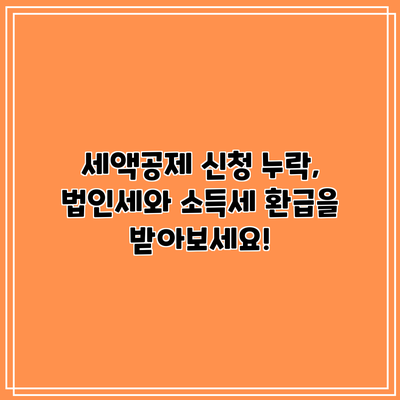세액공제 신청 누락, 법인세와 소득세 환급을 받아보세요!