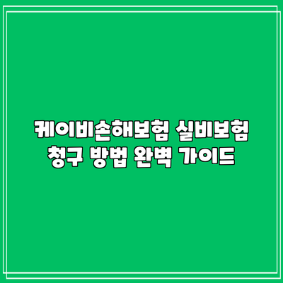 케이비손해보험 실비보험 청구 방법 완벽 가이드