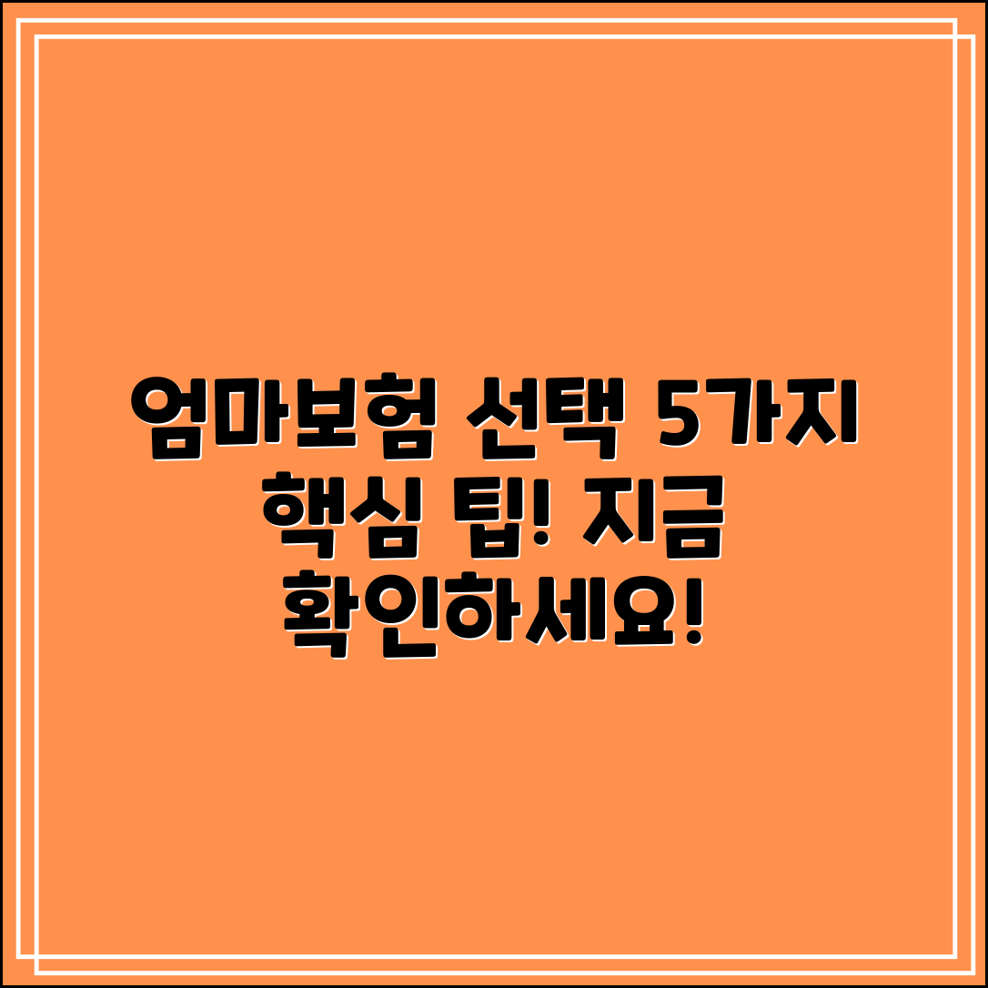대한민국 엄마보험 선택 5가지 팁
