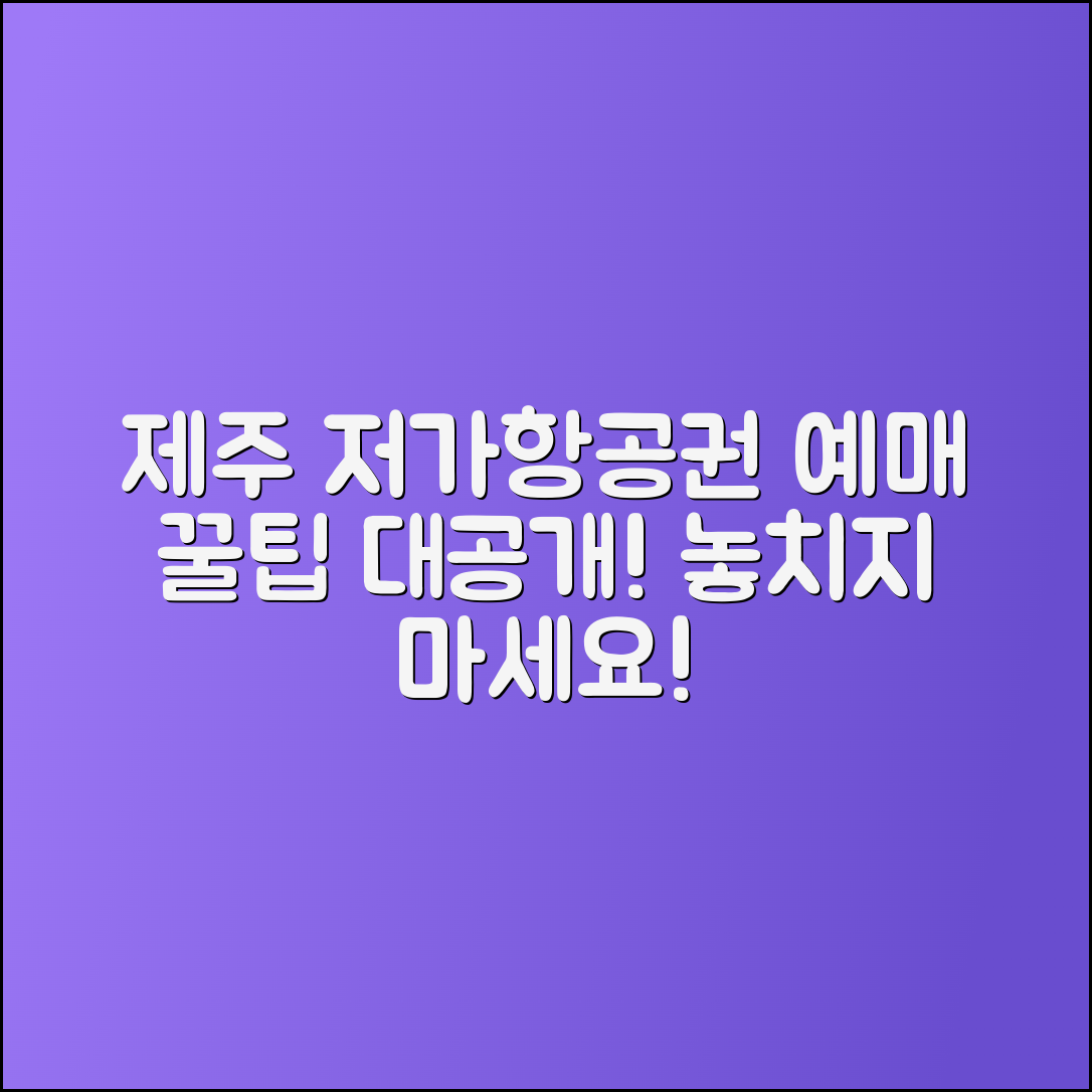 제주도 저가항공권 예매 꿀팁 공개!