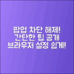 웹브라우저 팝업 차단 해제 Tip