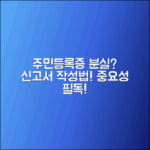 주민등록증 분실 신고서 작성법과 중요성