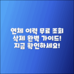 연체 이력 무료 조회 및 삭제 완벽 가이드
