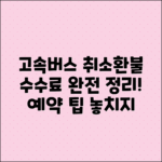 고속버스 예매 환불 및 취소 수수료 안내